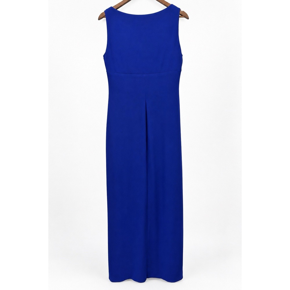 Lauren Ralph Lauren 14 Autumn Wedding Guest Dress Royal Blue Ruched Formal Gown - Picture 3 of 11